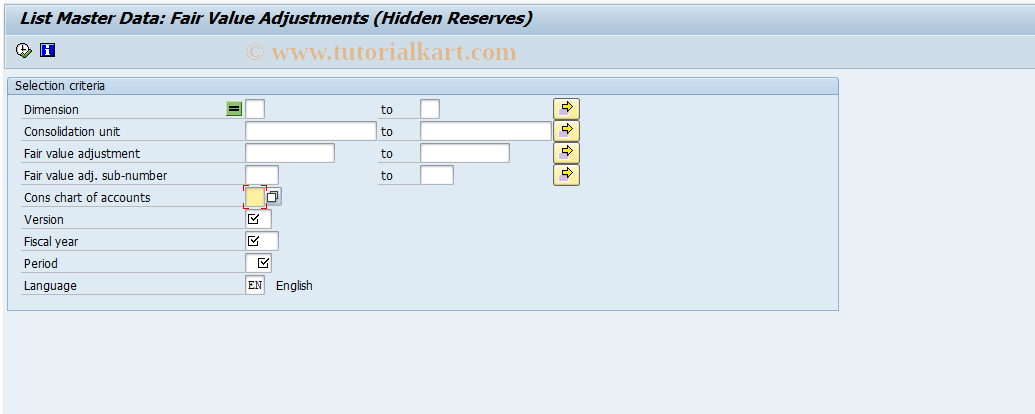 SAP TCode CX6F6 - Fair Value Adjustments