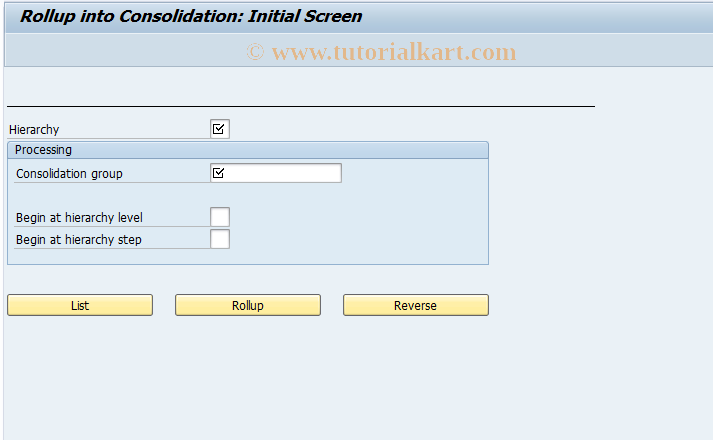 SAP TCode CX70 - Rollup