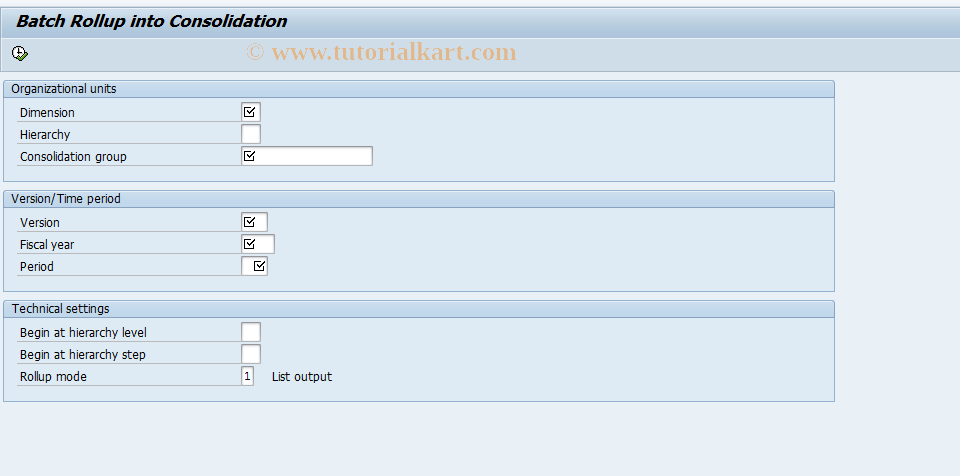 SAP TCode CX73 - Rollup batch processing