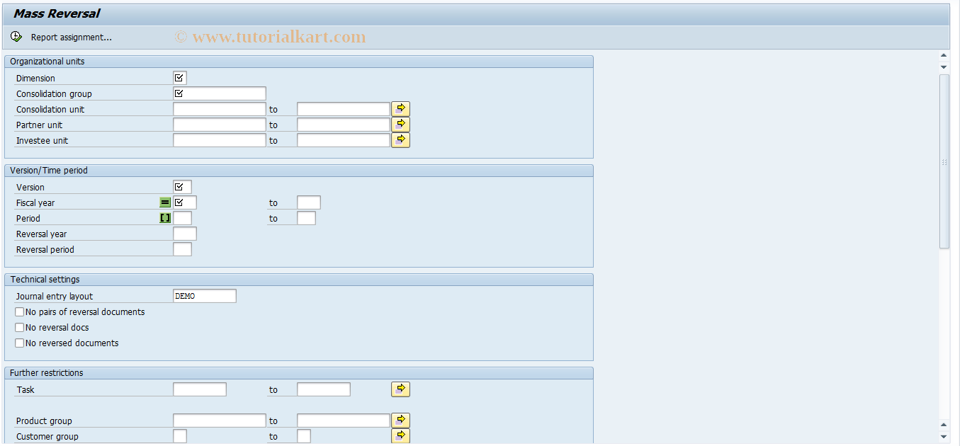 SAP TCode CXA0 - Mass reversal