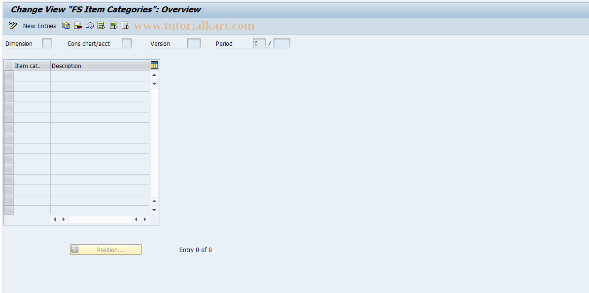 SAP TCode CXA2 - Item Categories