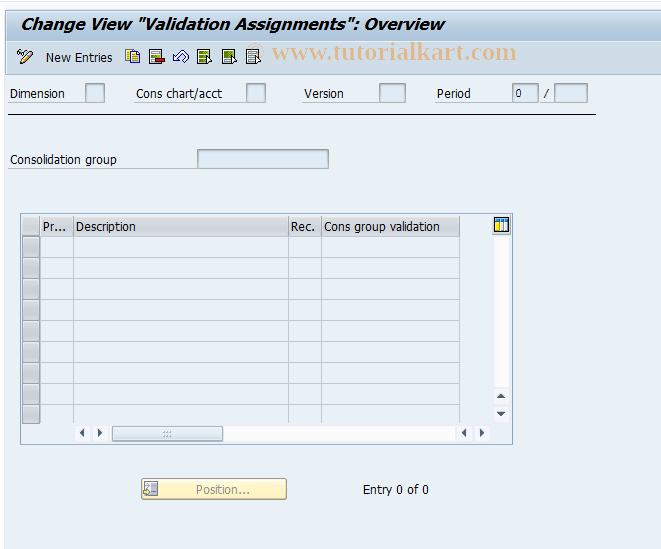 SAP TCode CXA4 - CG / Validation Group Assignments