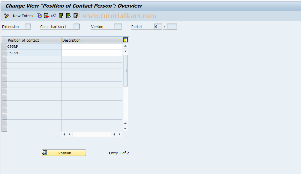SAP TCode CXA7 - Positions of contact persons