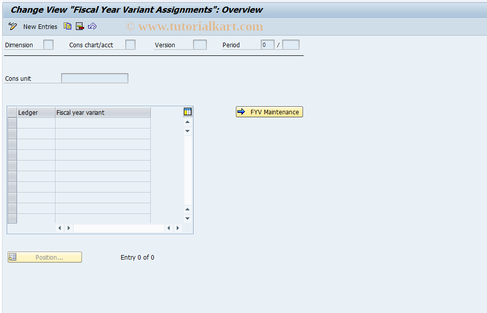 SAP TCode CXA8 - Fiscal year variants