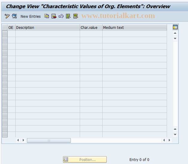 SAP TCode CXAE -  Characteristic Values of Organizational Elements