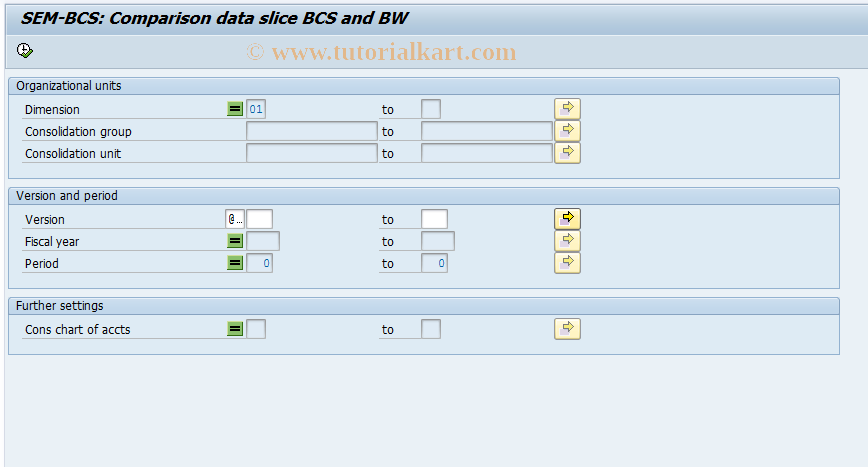 SAP TCode CXBW1 - Comparison of Data Slice