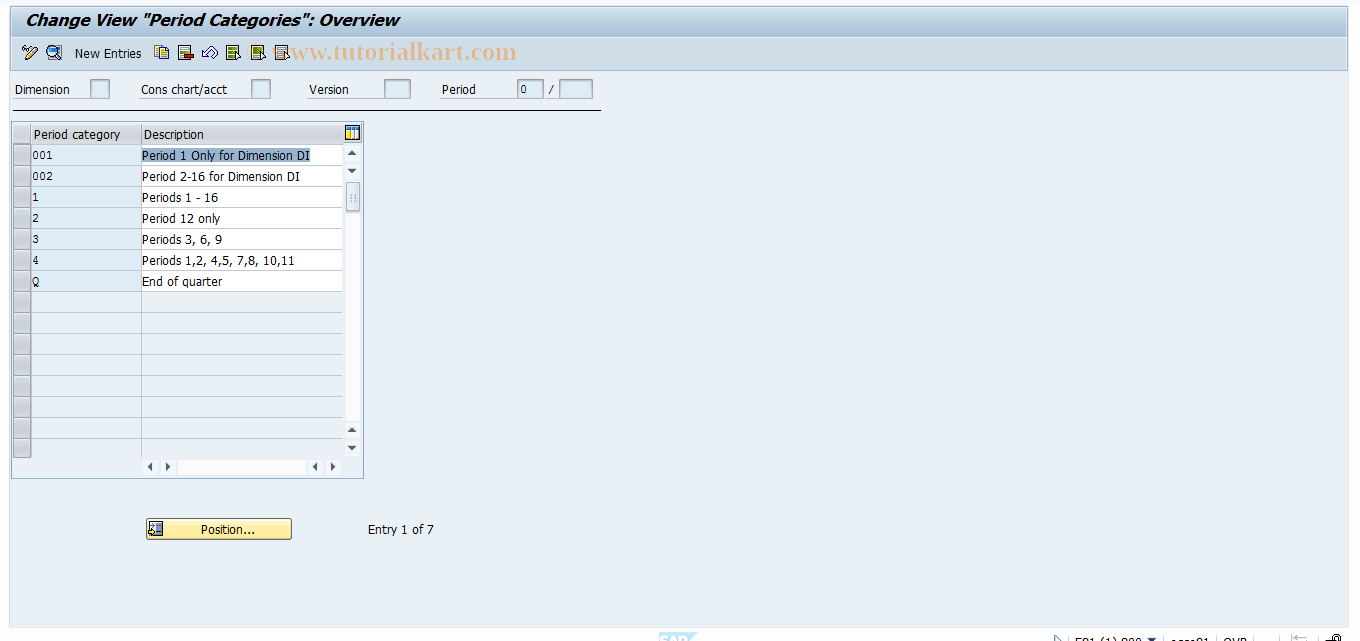 SAP TCode CXC9 - Period Categories