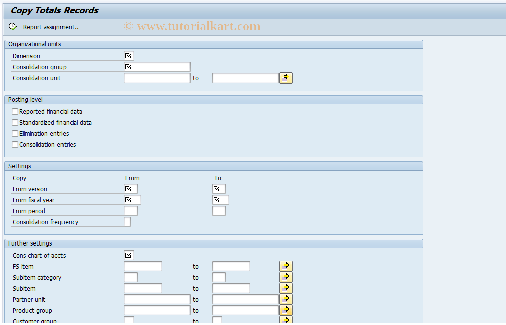 SAP TCode CXCK - Copy Totals Records