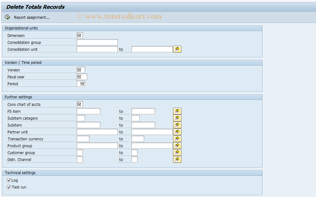 SAP TCode CXCR - Delete Totals Records