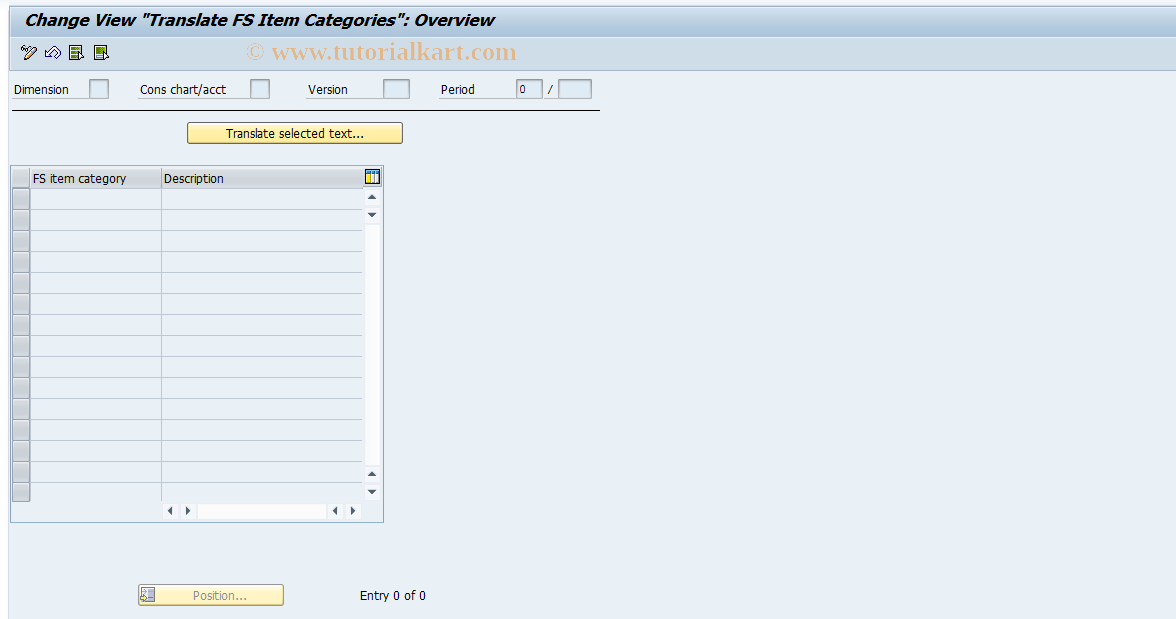 SAP TCode CXDT_TF105 - Translation: FS Item Categories