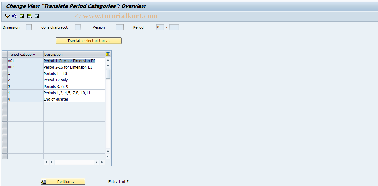 SAP TCode CXDT_TF325 - Translation: Period Categories