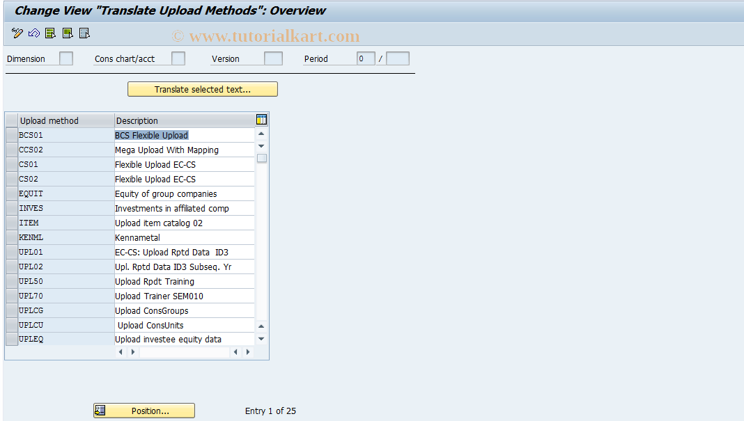 SAP TCode CXDT_TF380 - Translation: Upload Methods