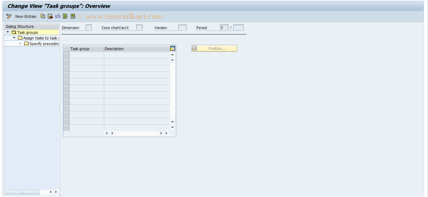 SAP TCode CXE0 - Task groups