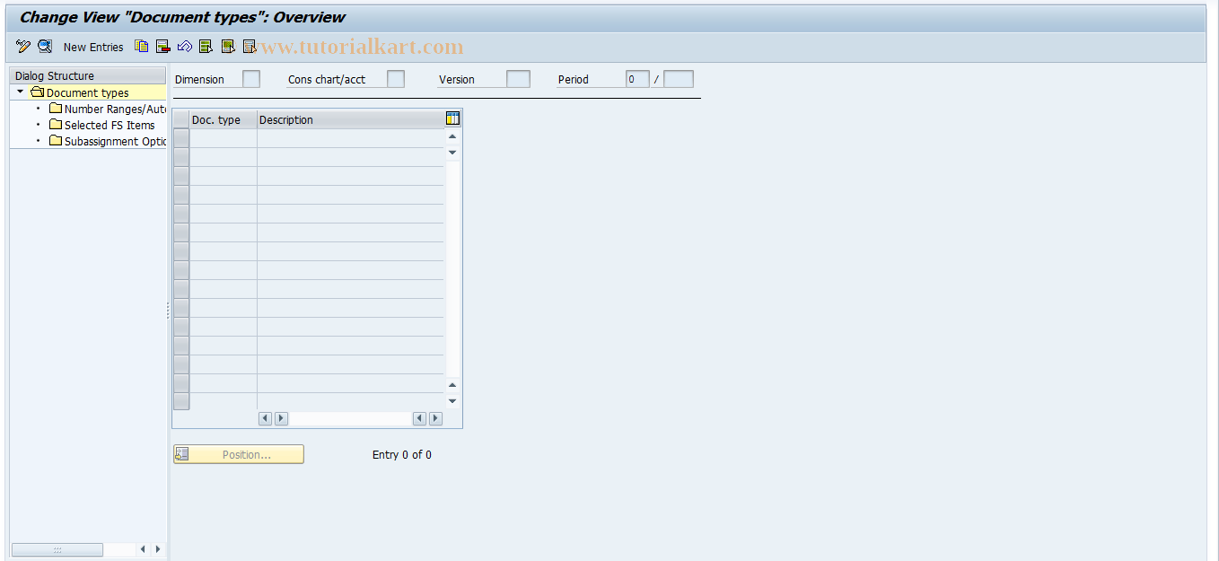 SAP TCode CXEI - IMG: Document Types for Prep/CG Chgs - DM