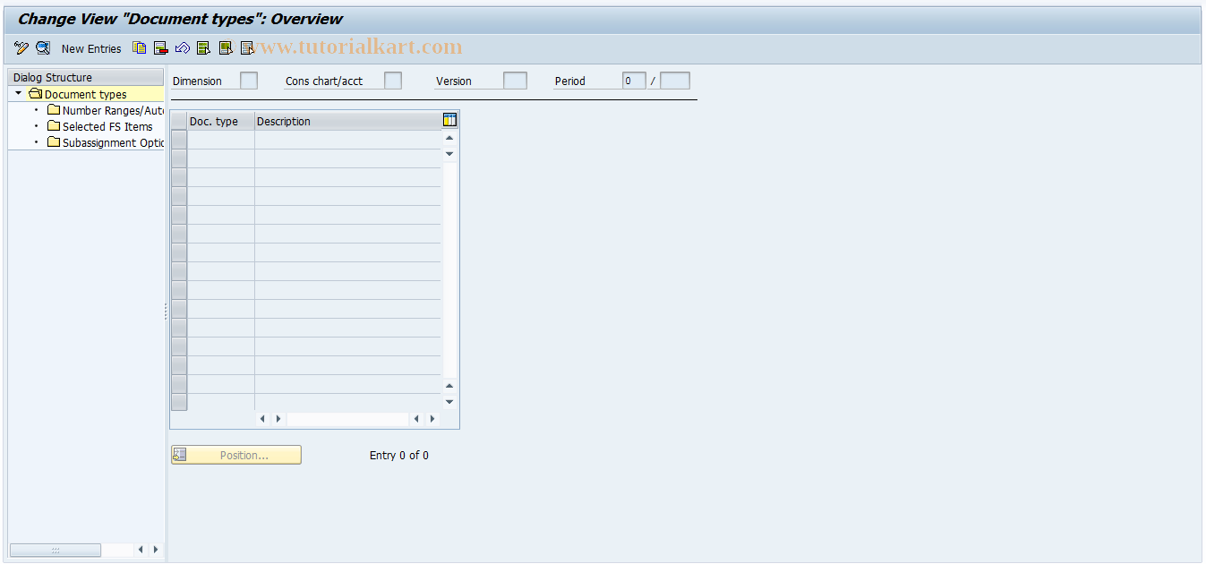SAP TCode CXEN - IMG: Document Types for Cons of Investmts