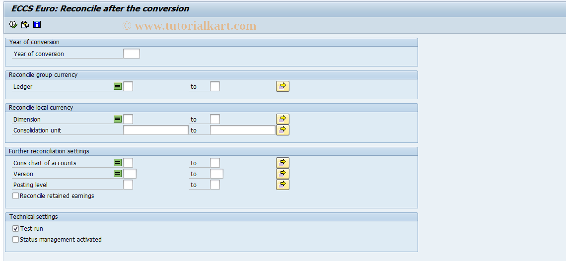 SAP TCode CXEUA - ECCS EURO: Reconcile Totals Records