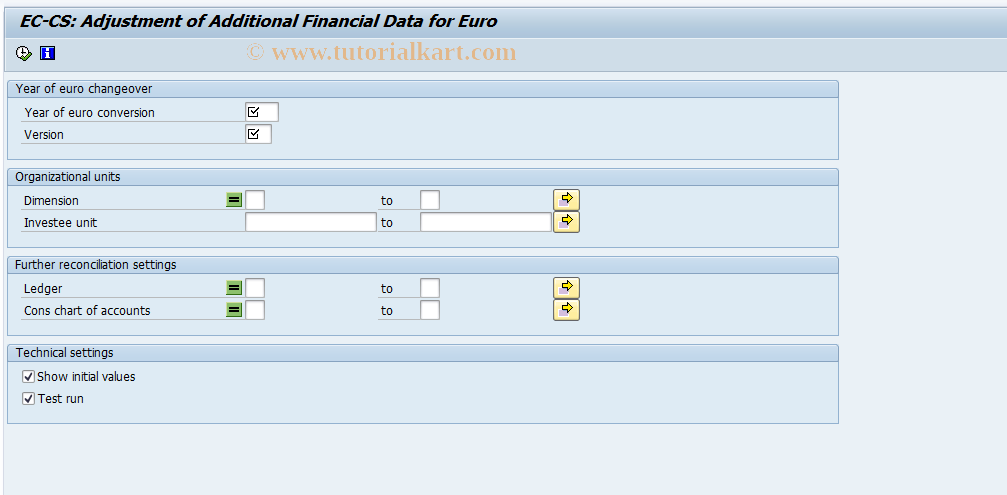 SAP TCode CXEUB - ECCS EURO: Additional Financial Data