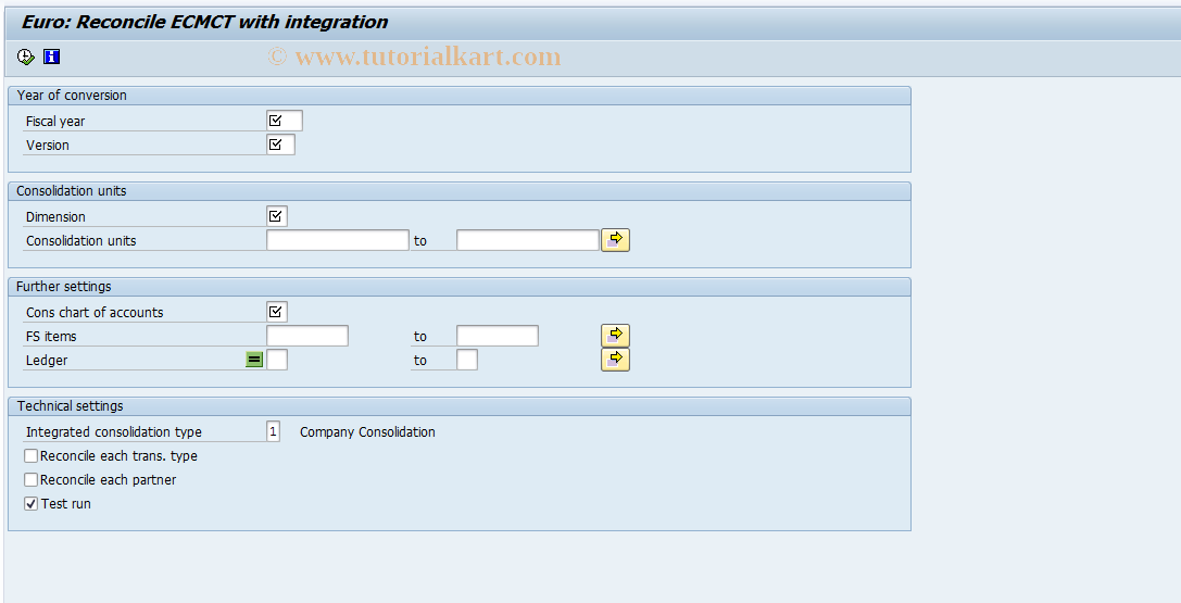 SAP TCode CXEUC - ECCS Euro: Integration