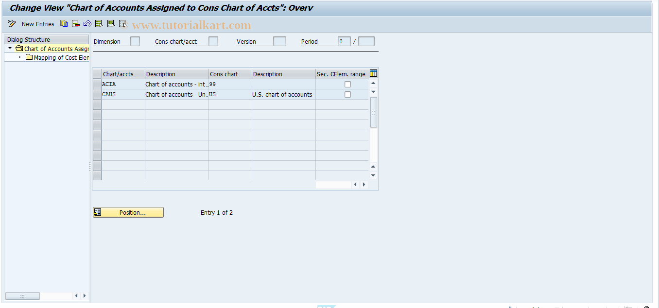 SAP TCode CXN0 - Map Secondary Cost Elements