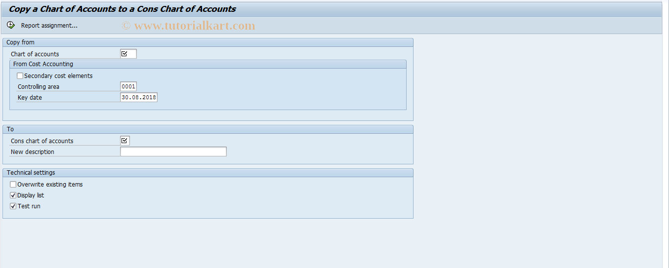 SAP TCode CXN1 - Map Charts/Accounts to Cons Charts/Account 