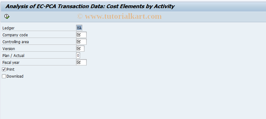 SAP TCode CXNC - EC-PCA Trx.Data: Cost Elem./Activity
