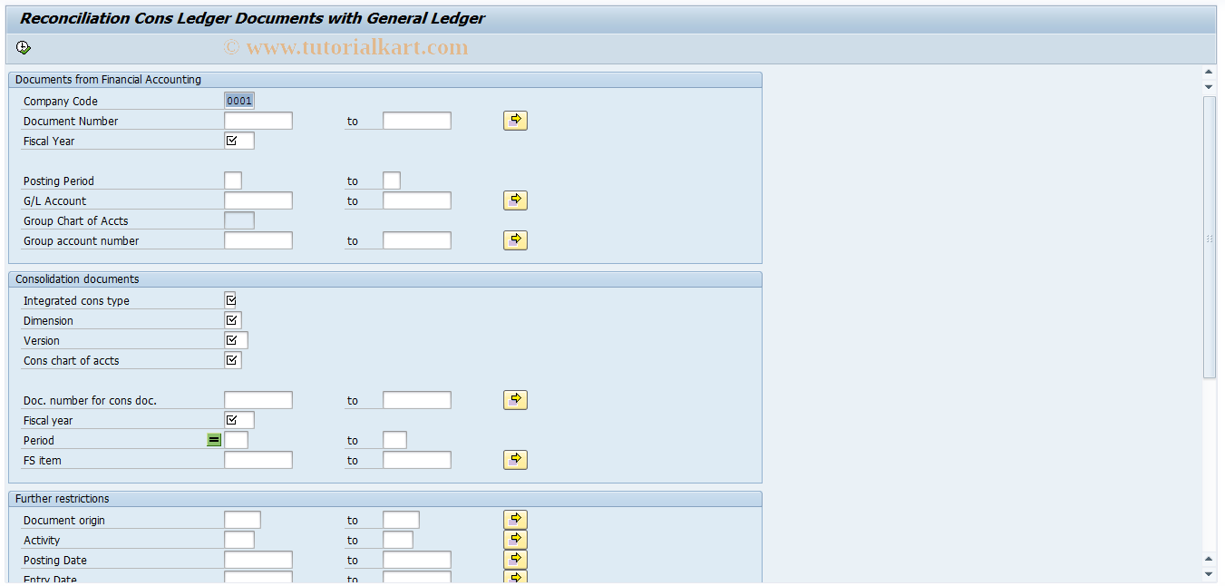 SAP TCode CXNX - Reconcile FI/Cons at Document Level