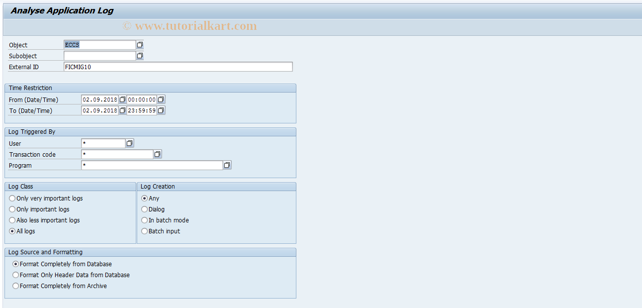 SAP TCode CXP01 - Migration EC-CS - SEM-BCS: Log