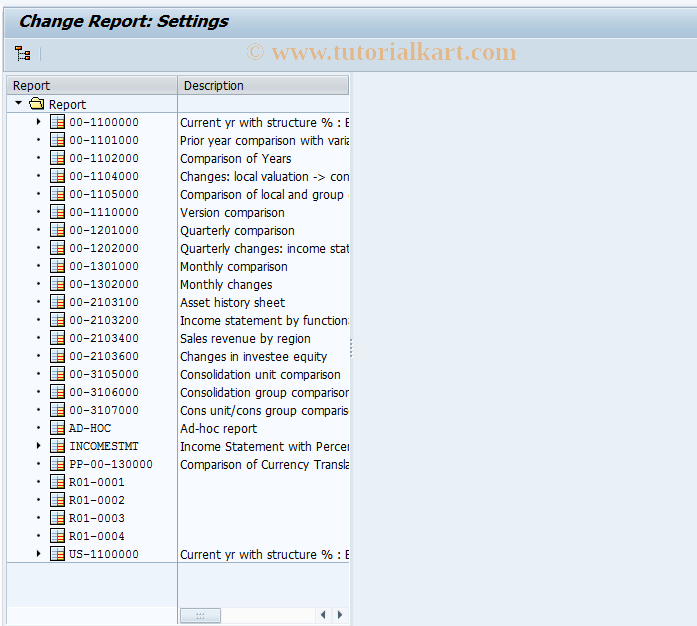 SAP TCode CXR2 - Change drilldown report