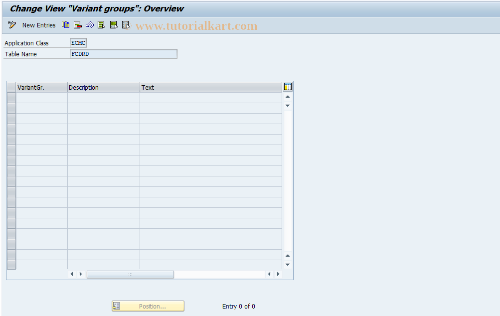 SAP TCode CXRD - Create Variant Groups