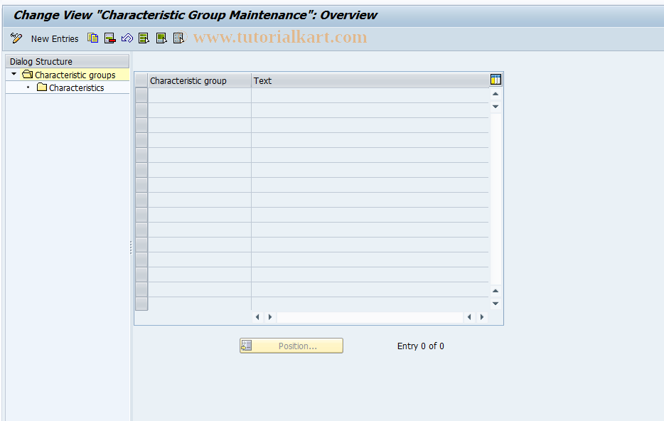 SAP TCode CXRF - Characteristic Group Maintenance