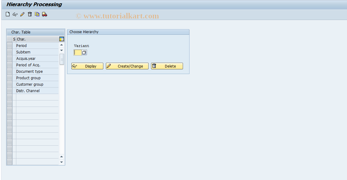 SAP TCode CXRH - Hierarchy Maintenance