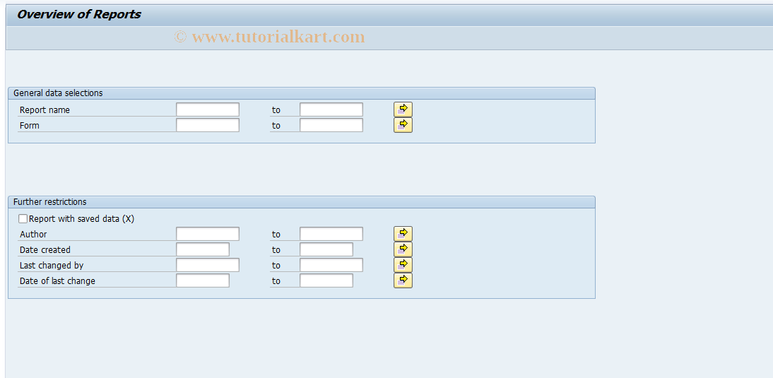 SAP TCode CXRI - Overview of Reports