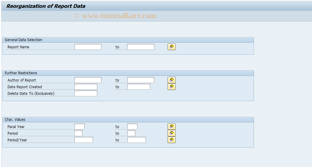 SAP TCode CXRY - Reorganize report data