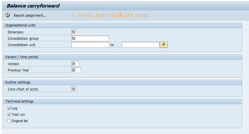 SAP TCode CXS1 - Carry Forward Balances