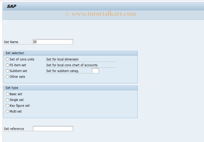 SAP TCode CXSC - Create Set Maintenance