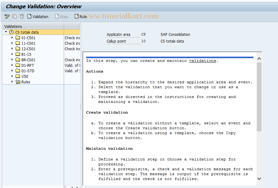 SAP TCode CXV3 - Change Validation