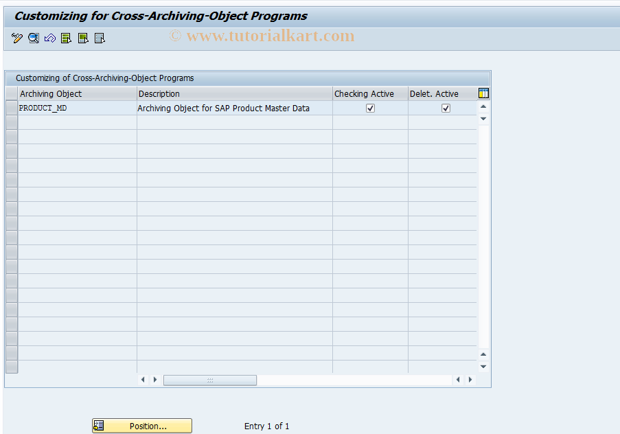 SAP TCode DA_CONTROL - Data Archiving Control