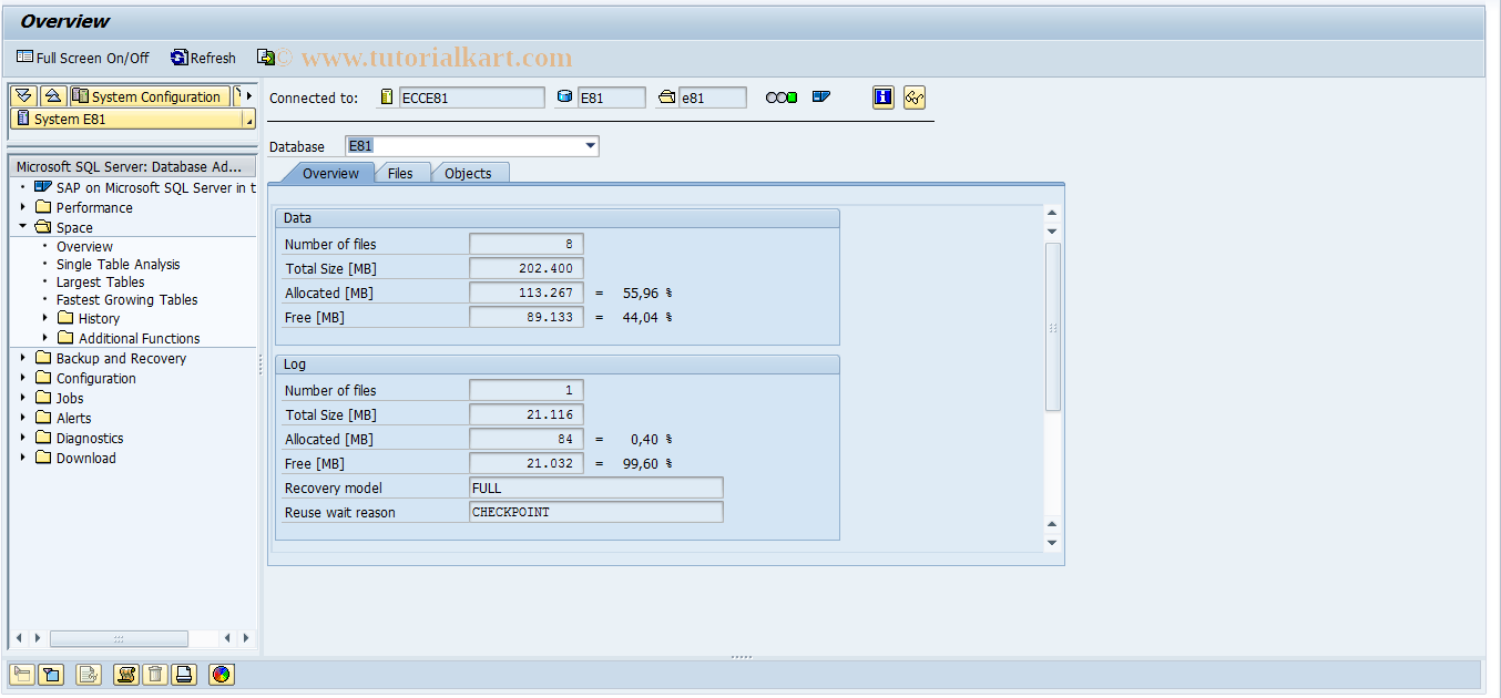 SAP TCode DB02 - Tables and Indexes Monitor