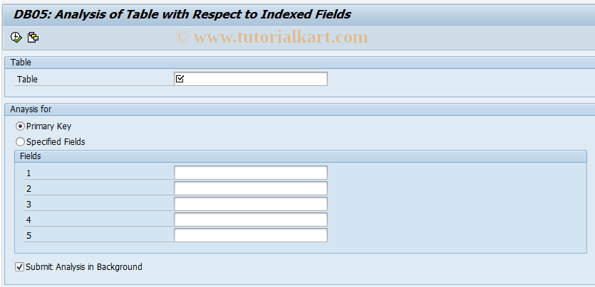 SAP TCode DB05 - Analysis of a Table Acc. to Index