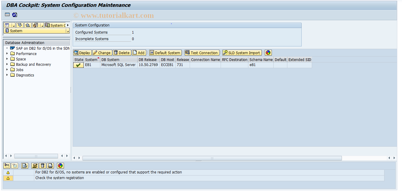 SAP TCode DB4DGN - Diagnostics