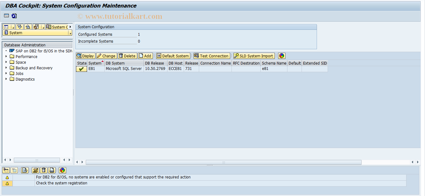 SAP TCode DB4PTFCHK - PTF Check