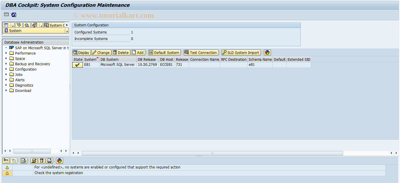 SAP TCode DB6DBM - DB6: Database Manager Configuration