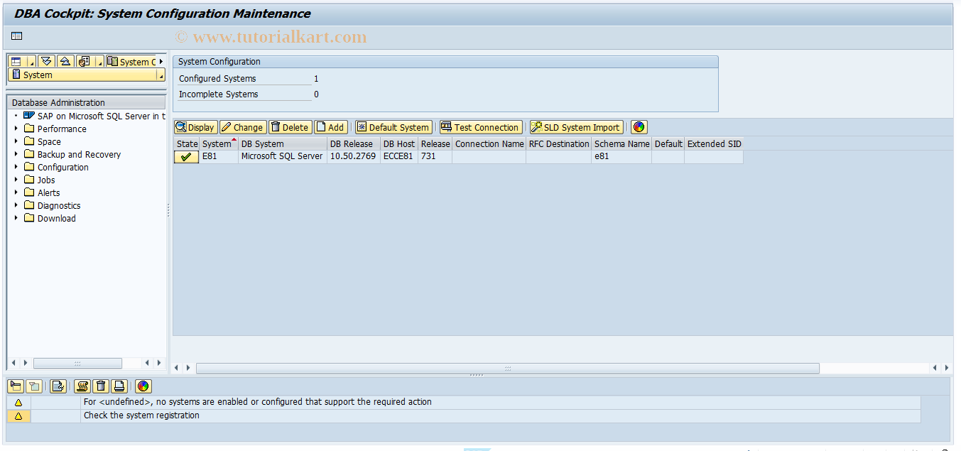 SAP TCode DB6DBP - DB6: Database Configuration
