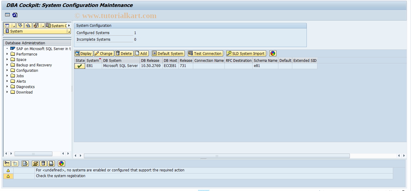 SAP TCode DB6FSC - DB6: File System Configuration
