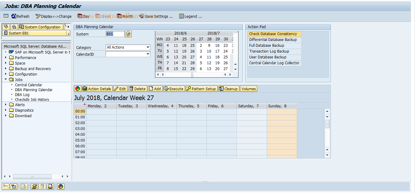 SAP TCode DB6PLAN - DB6: DBA Planning Calendar
