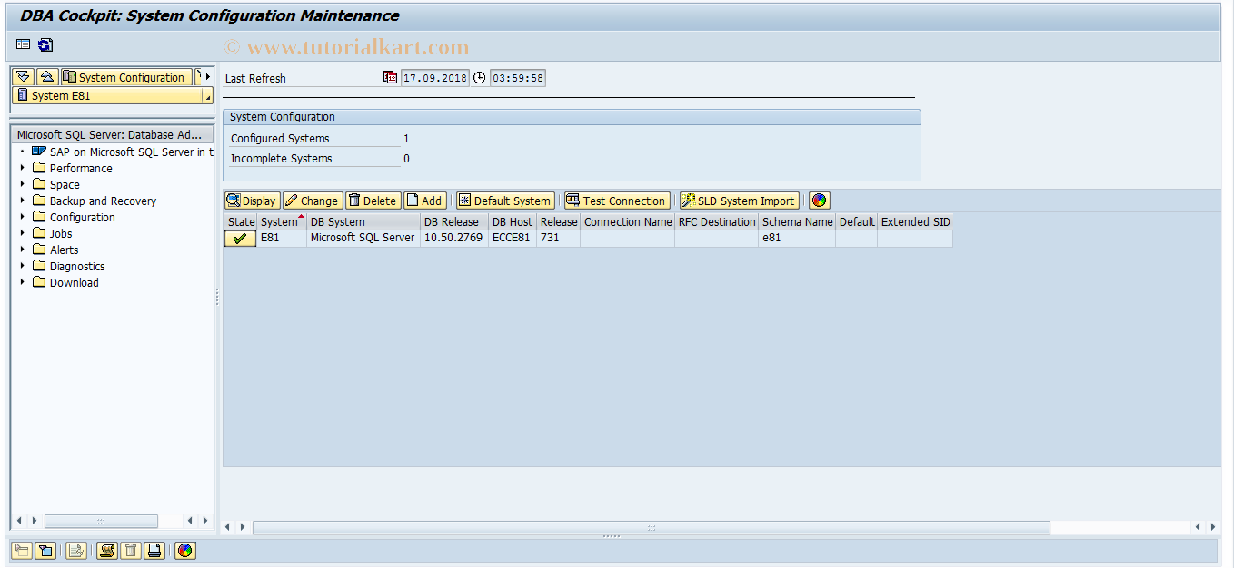 SAP TCode DBACOCKPIT - Start DBA Cockpit