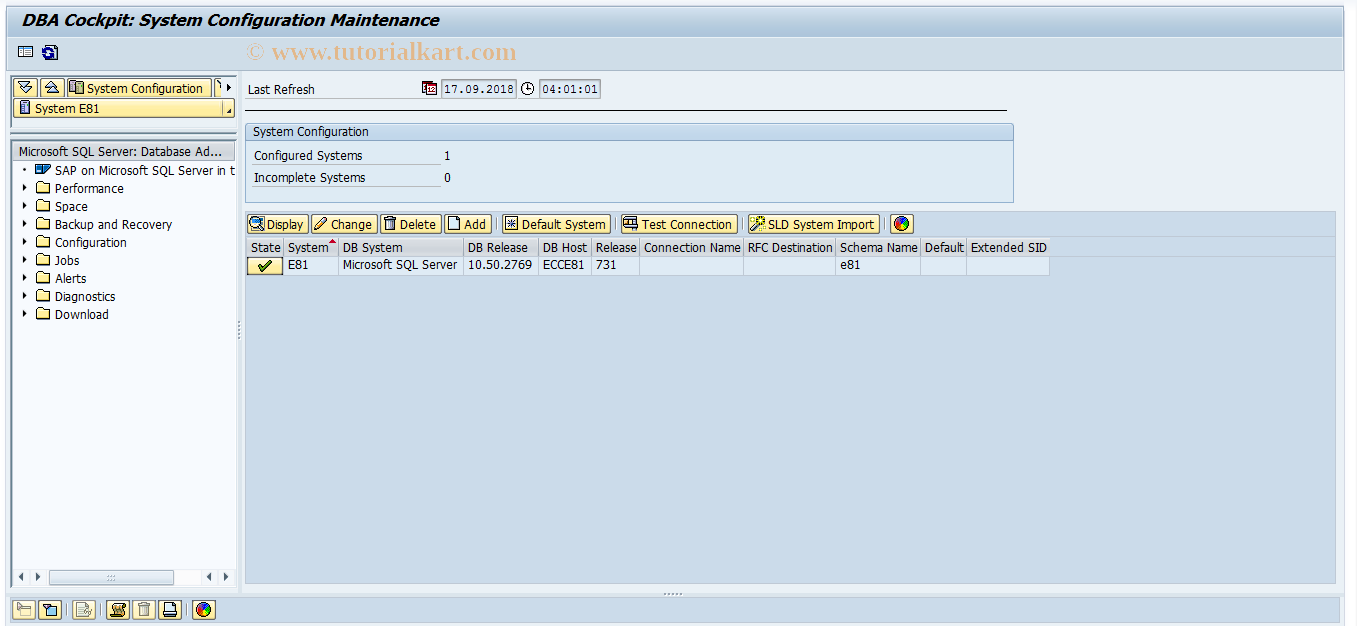 SAP TCode DBACOCKPIT_SOLMAN - Start DBA Cockpit