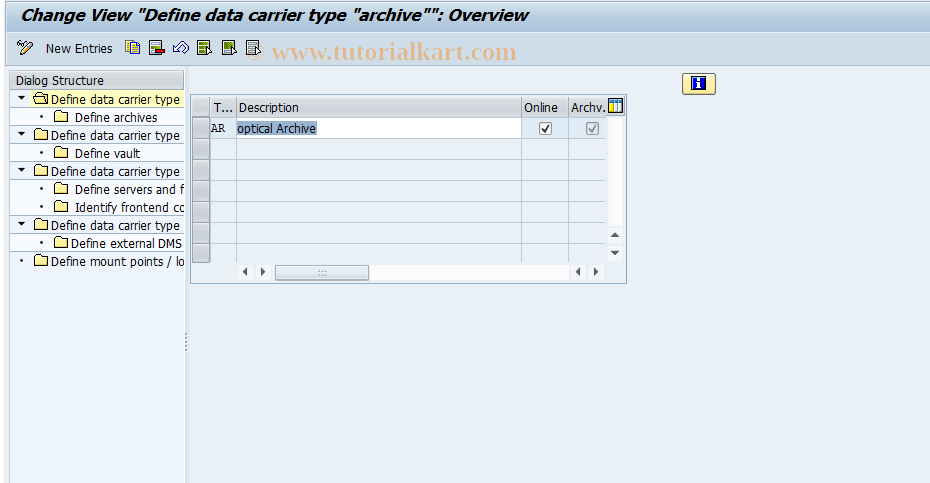 SAP TCode DC20 - Define data carrier