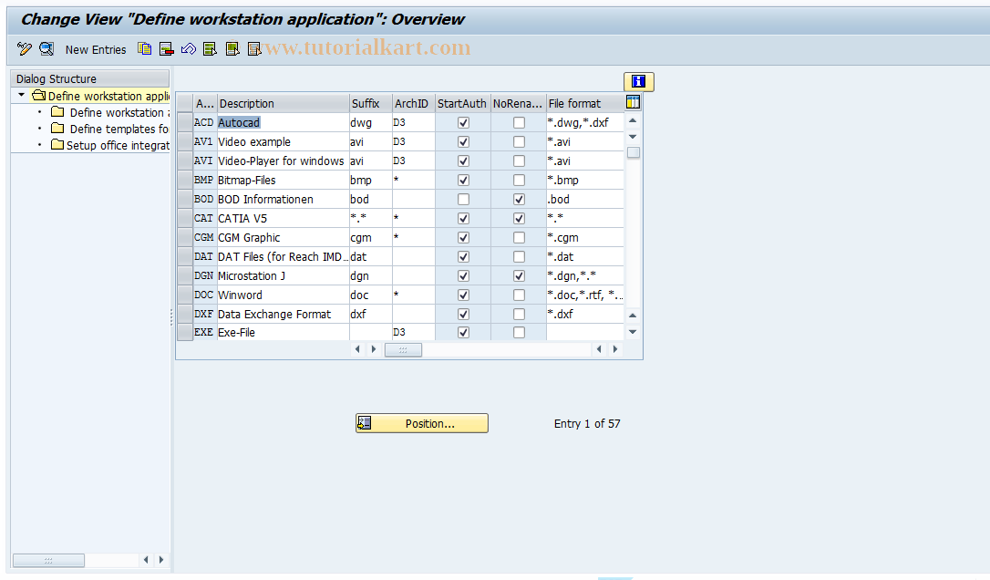 SAP TCode DC30 - Define workstation application