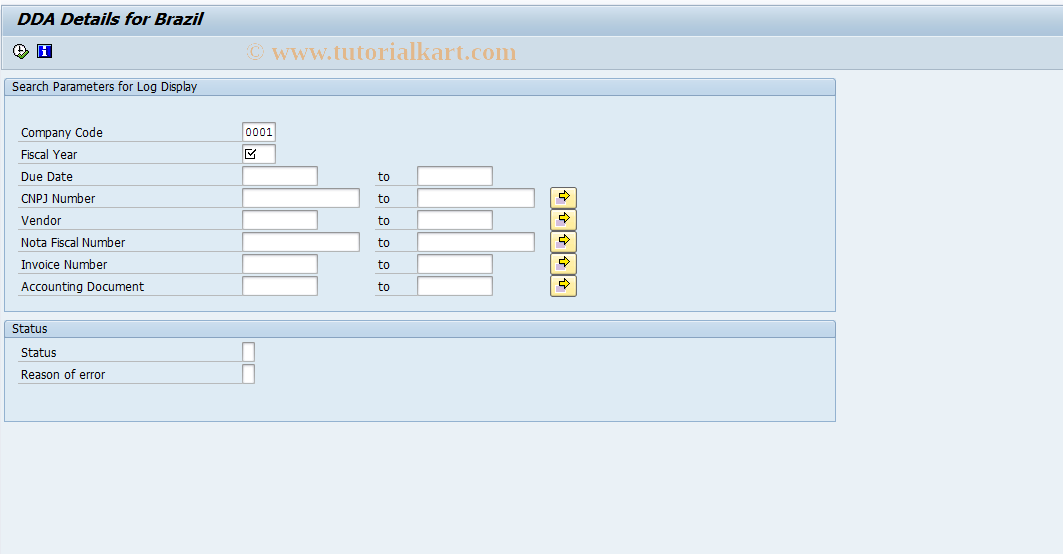 SAP TCode DDA_BR - DDA ALV Display